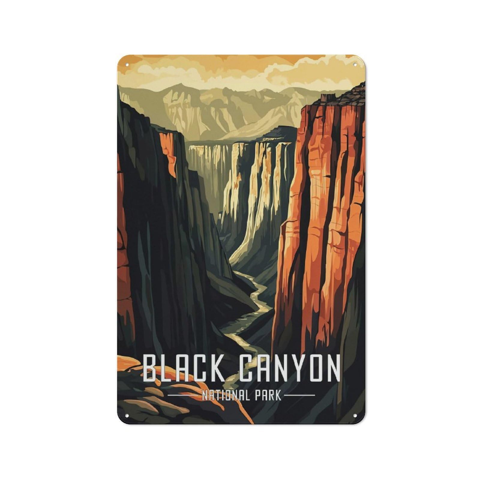 Junmoney Black Canyon National Park Tin Sign With Design 30X20cm, Outdoor Room Porch Wall Decor For Greenhouse, Garden Room, Cafe Or Entryway