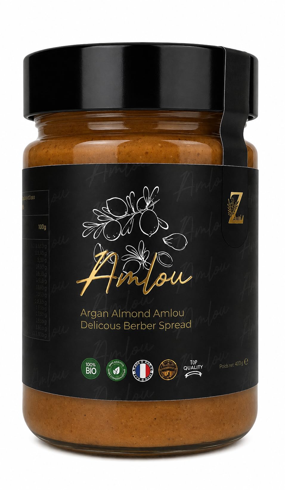 Amlou Marroquí con Almendras – Crema para Untar Marroquí con Aceite de Argán y Miel de Azahar – Receta Tradicional – Elaborado en Francia