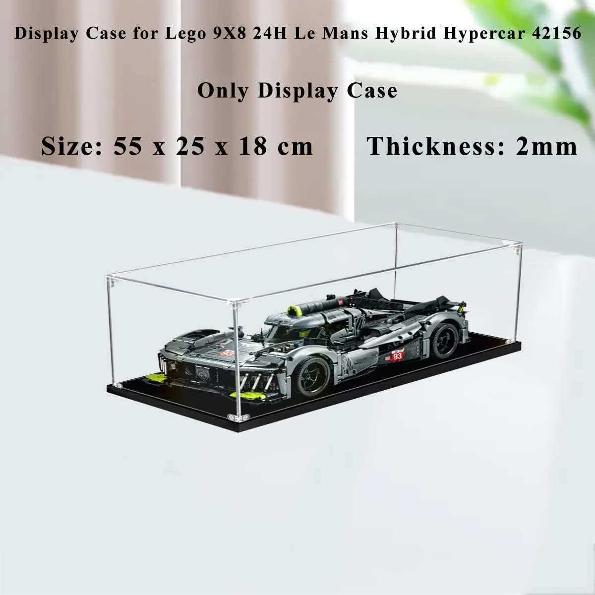 JUCYJULY Acrylic Display Case for 42156 Peugeot 9X8 Sports Car, Clear, Transparent, Dustproof, Waterproof, 62 x 30 x 20 cm - Image 3