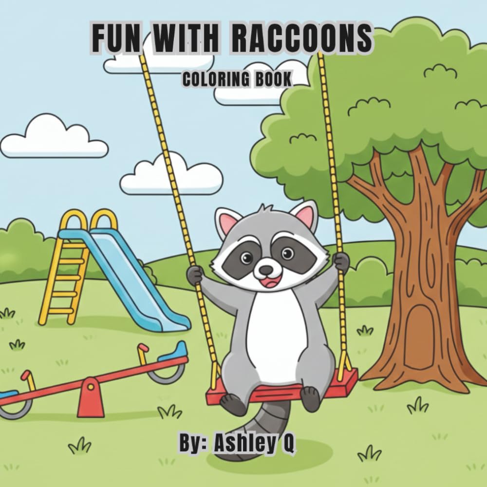 Fun with Raccoons coloring book: 60 cute and simple pages of fun
