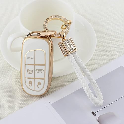 Miniatura 7 de PIFOOG Funda para llavero Jeep, brújula Grand Cherokee Renegade, accesorios de oro blanco, TPU suave, funda para llaves de coche, cubiertas
