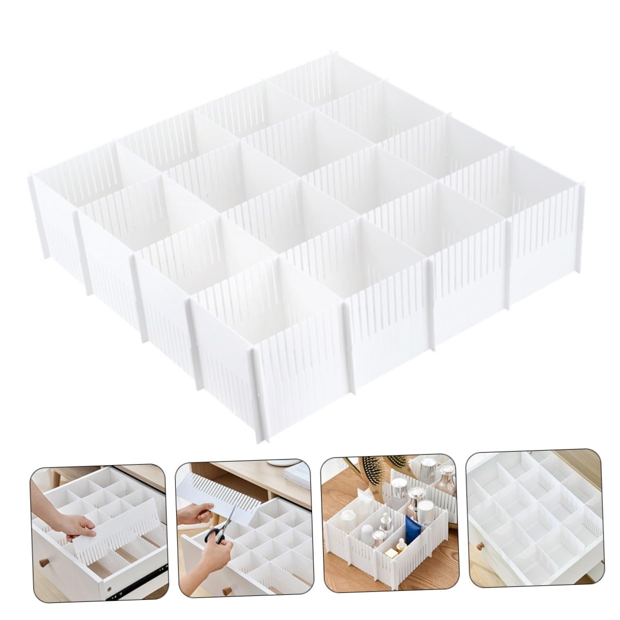Divisori per Cassetti 10 Pezzi in Plastica per Organizzazione Casa Combinazione Libera per Separare e Ordinare Biancheria e Calze
