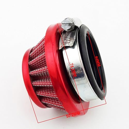 Miniatura 7 de TC-Motor - Juego de tubería de Carburador de 15 mm + filtro de aire de 44 mm en color rojo + pila de aleación + colector de entrada de 15 mm para