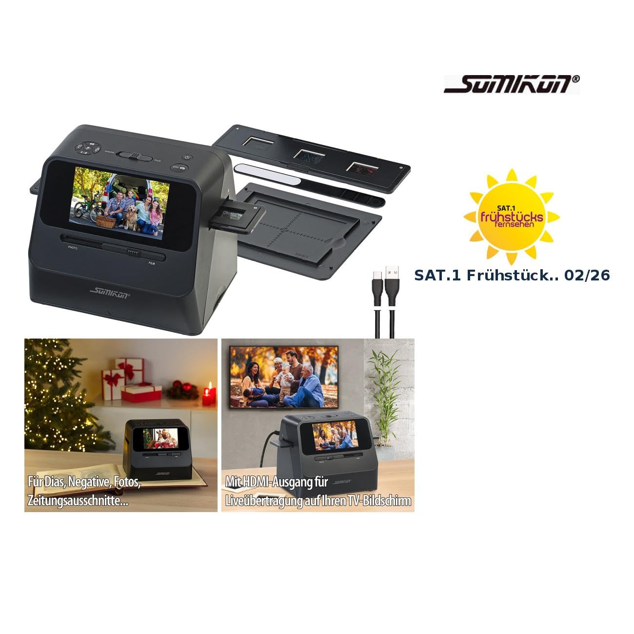 Scanner photo sans fil SD-1700 pour diapositives & négatifs 22 Mpx [Somikon]
