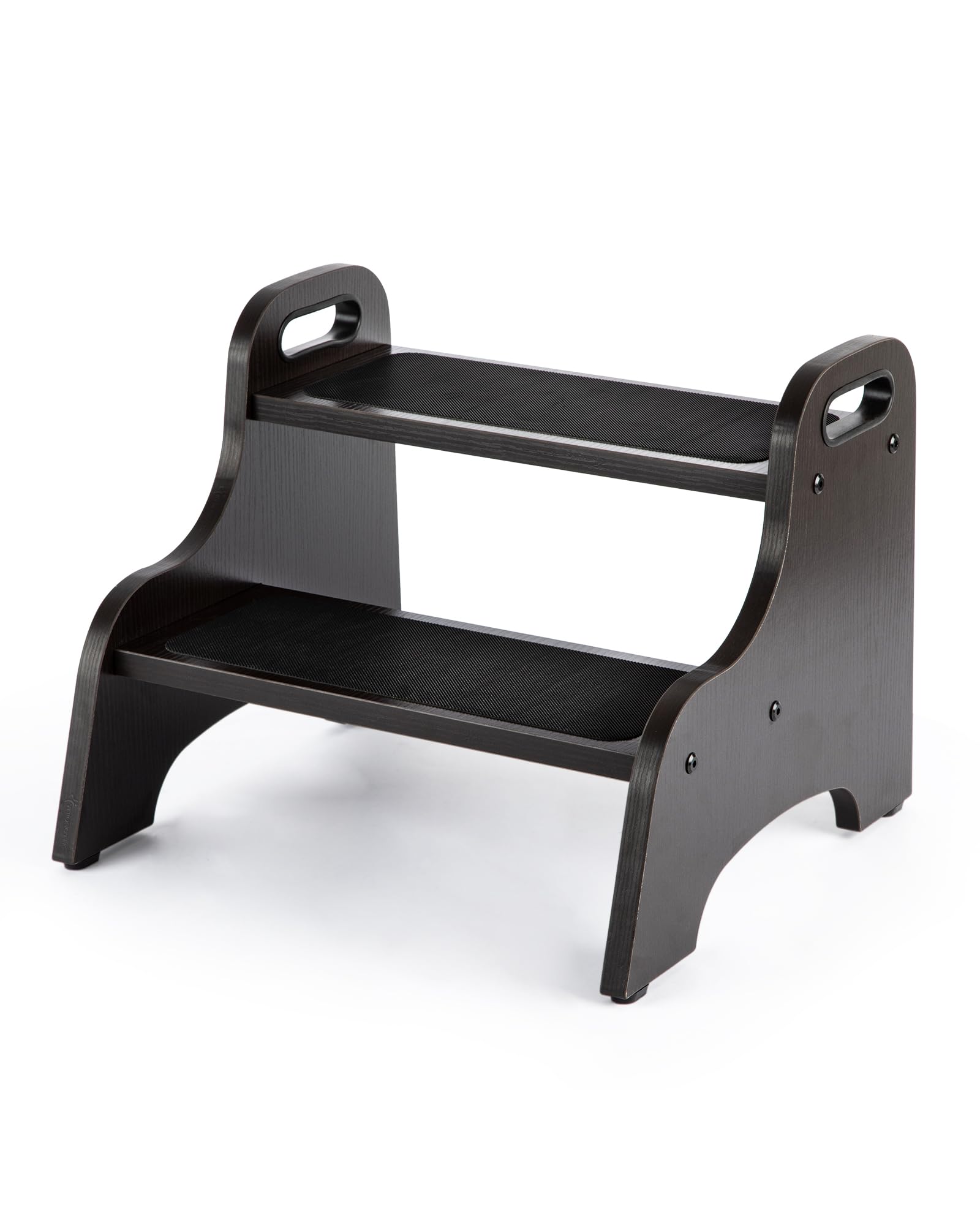 StrongTek Wooden 2 Step Stool, 350 lb Capacity, Non-Slip, Espresso