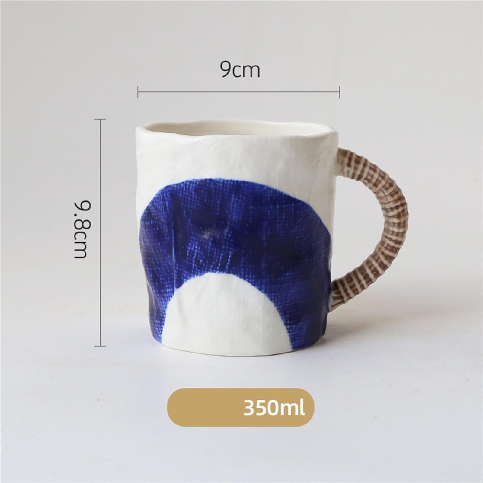 Taza de té Taza de cerámica azul texturizada pintada a mano, 350 ml