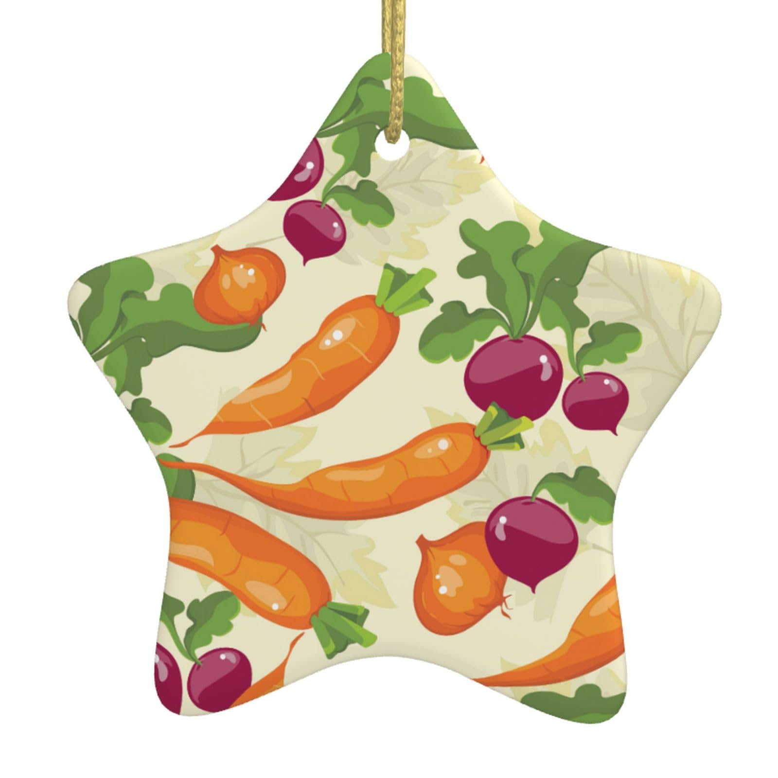 Cartoon Vegetables Print Christmas Ornaments, Ceramic Hanging Ornament, Round Shape Decorations