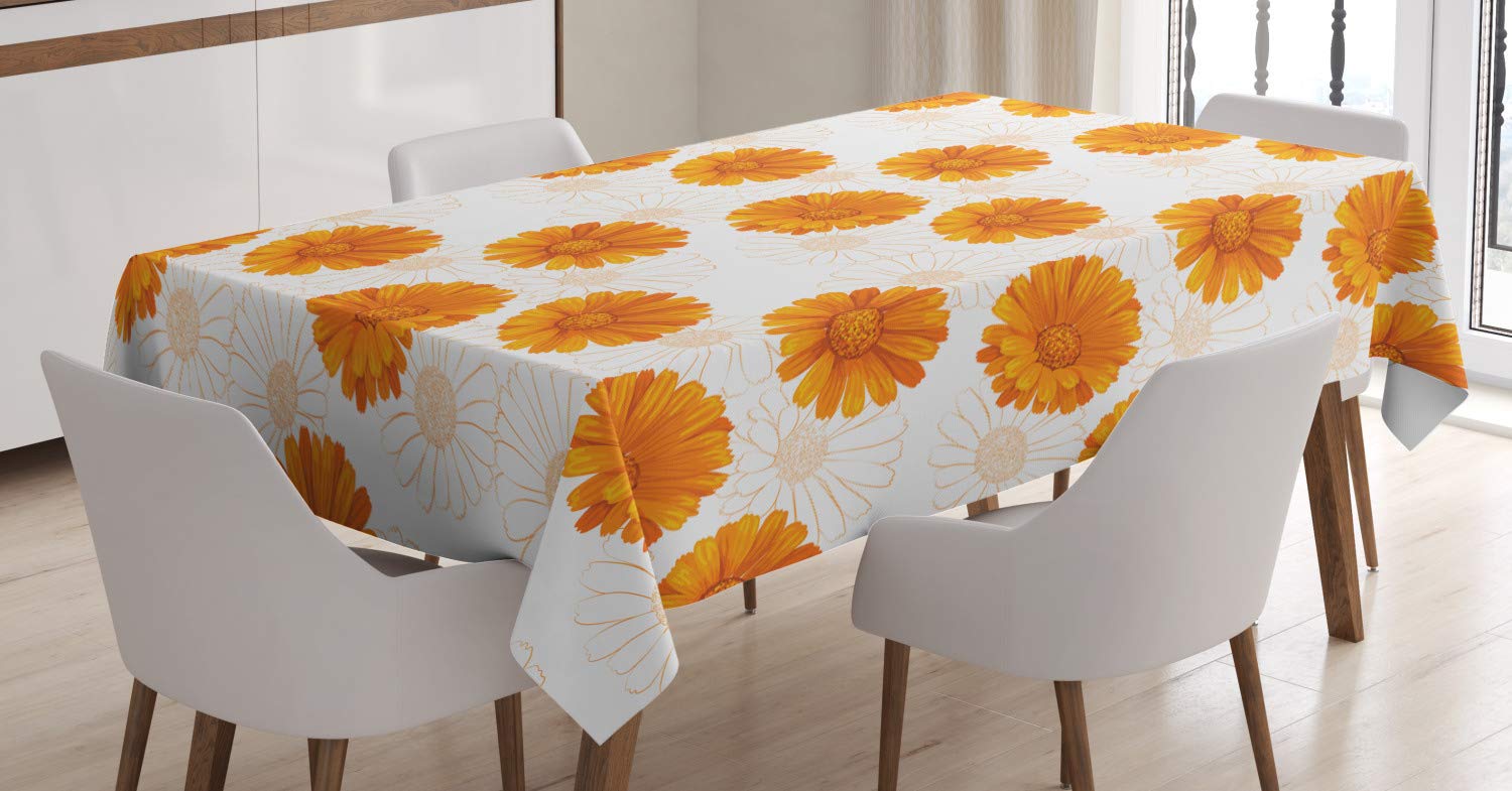 Tovaglia Rettangolare ABAKUHAUS 140x200 Cm - Autunno Ringraziamento, Colore Arancione Bruciato, In Poliestere Resistente Alle Macchie