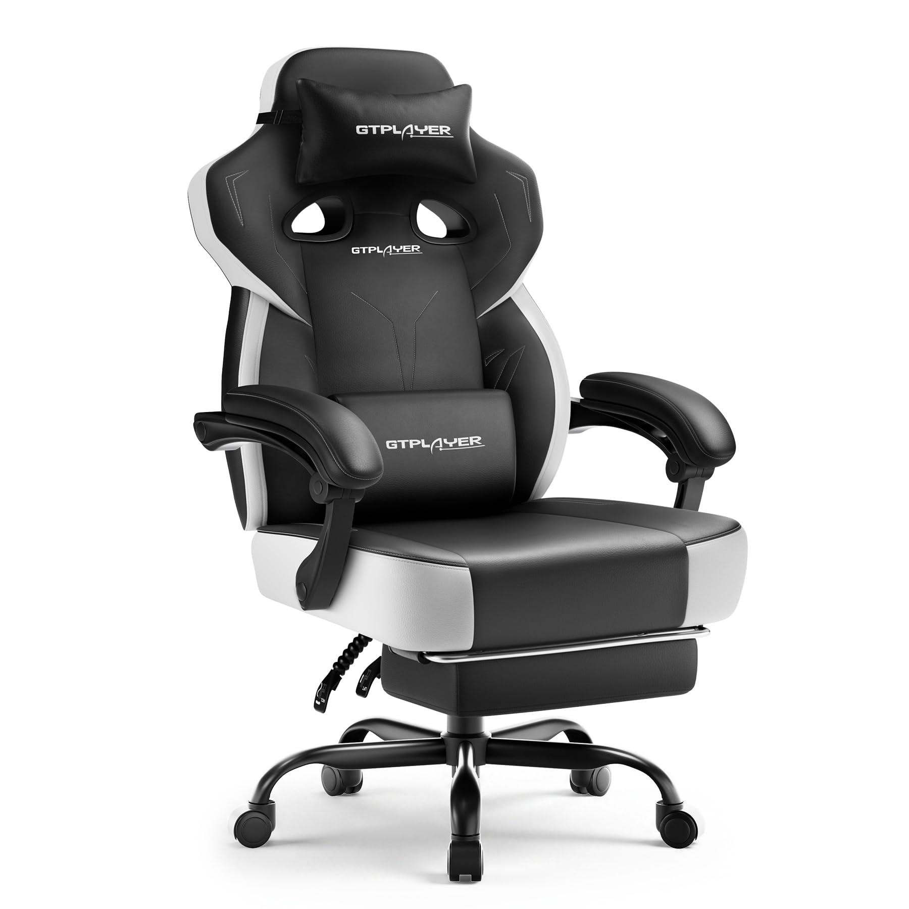 GTPLAYER Big &amp; Tall Gaming Chair, Wide Seat with Footrest, New Black
