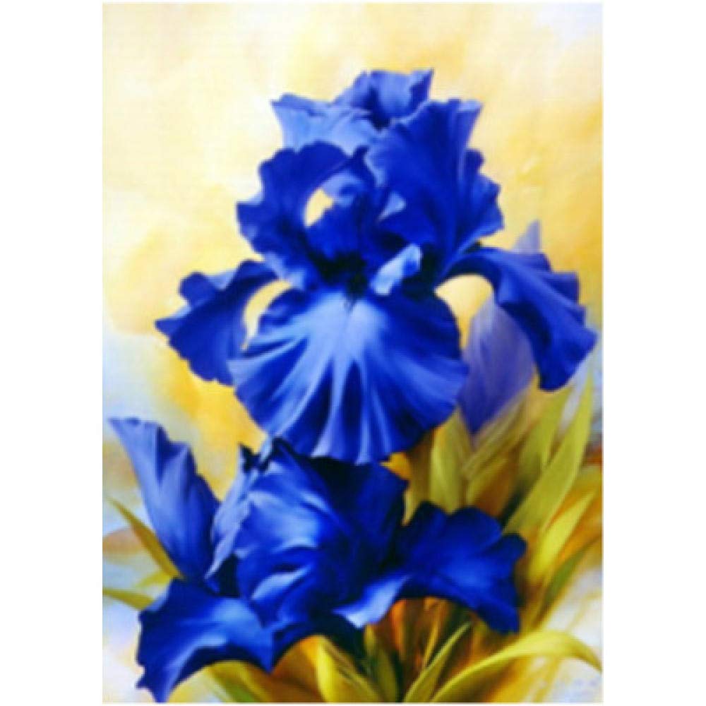 Peinture diamant fleur bleue pour illuminer votre salon avec un tableau DIY