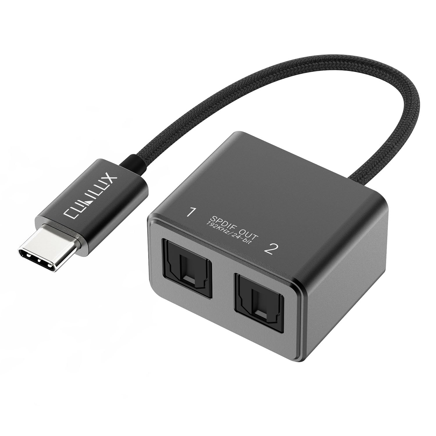 Cubilux Adattatore USB C a doppio SPDIF [DAC 192KHz/24bit] per MacBook Mac iMac, laptop, computer, PC, splitter audio ottico da tipo C a doppio TOSLINK