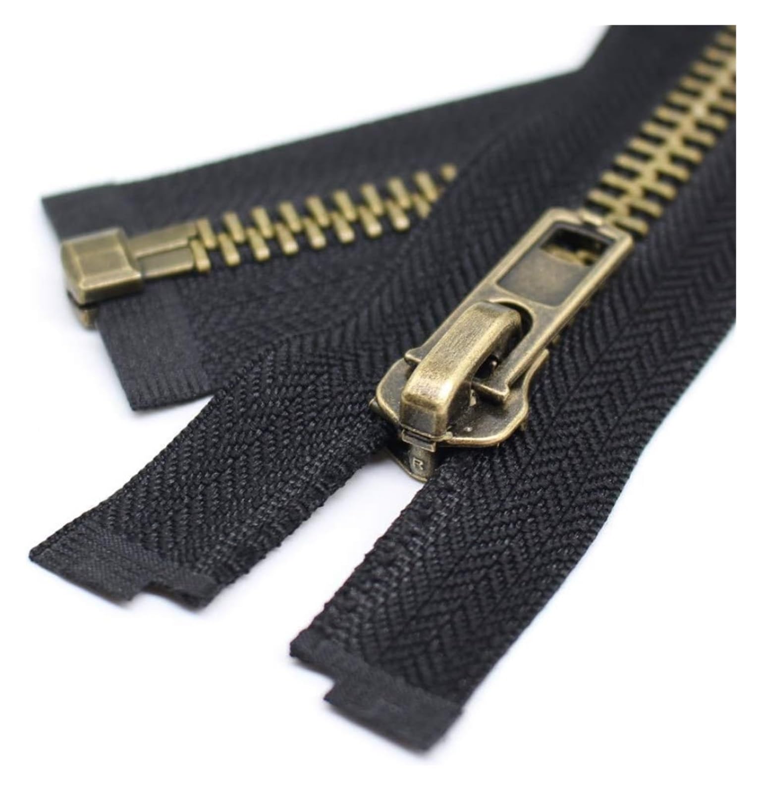 Cremallera de metal Cremallera abierta de Metal bronce 5 #, cremallera con dientes en Y separadores de latón for chaquetas, abrigos, bolsos, suministros de costura, accesorios(65CM_BRONZE ZIPPER)