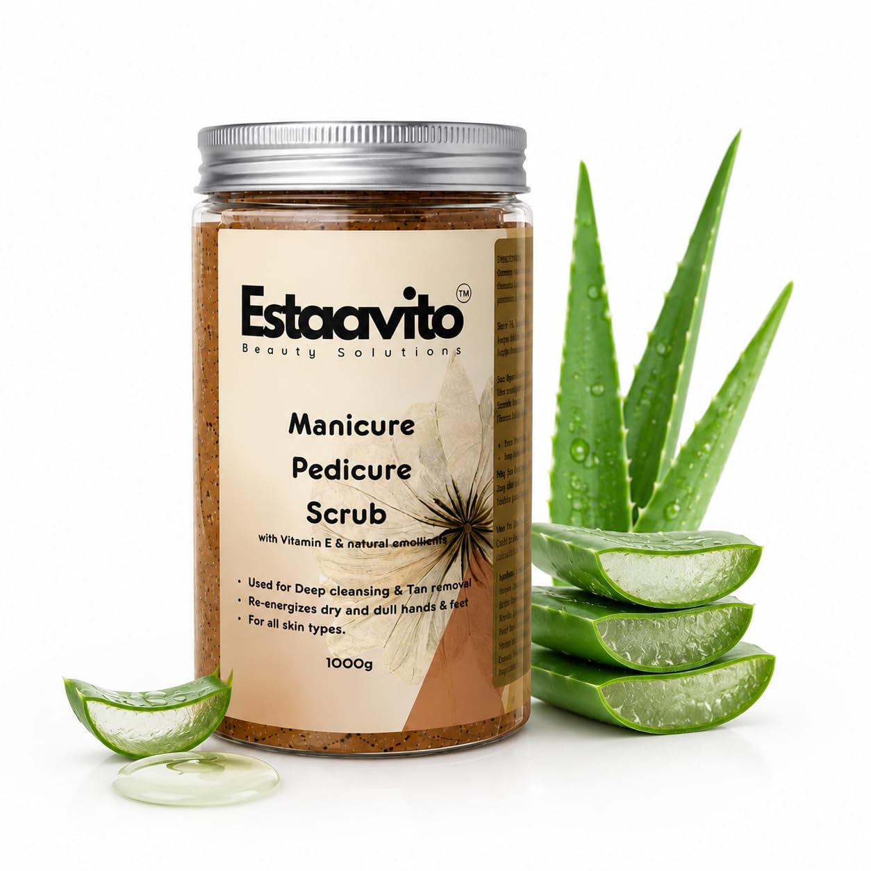 ESTAVITO Hand and Foot scrub Gel 1000 ml | Soap Based | Apricot & Grapeseed extracts | Exfoliates, removes dead skin cells, Sun tan | Pedicure & Manicure |-image-1