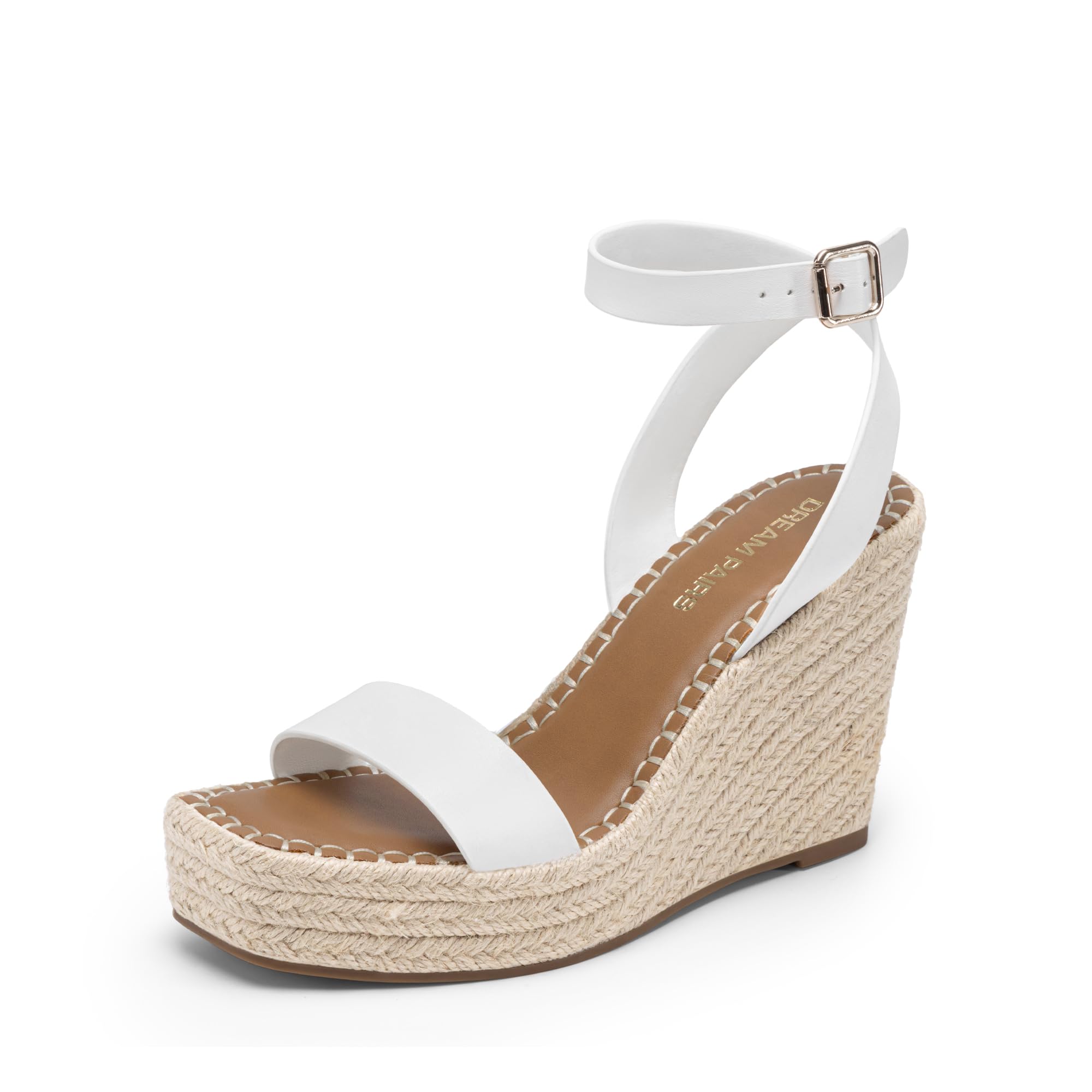 DREAM PAIRS Sandalias de Tacón de Plataforma con Dedo Descubierto para Mujer, con Hebilla Ajustable, Correa de Tobillo, Cómodas Alpargatas de Verano, Tacón de Madera, Tacón en Forma de Cuña, Zapatos