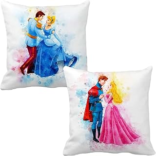 OCDSLYGB Pillow Case Cartoon,2pcs Pillowcase Princess Cartoon Prince And Princess Series Encrypted Peachskin Style Cushion Case, Gift For Girls For Boys(45 * 45cm)