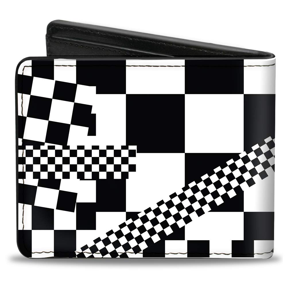 Buckle-Down Men's Wallet, Bifold, Funky Checkers Black White, Vegan Leather, Multi, 4.0
