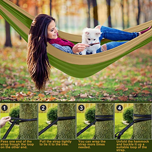 Camping-Hammock-with-NetTravel-Portable-Lightweight-Hammocks-with-Tree-Straps-and-Solid-D-Shape-CarabinersParachute-Nylon-Hammock-for-Outsides-Backpacking-Beach-Backyard-Patio-Hiking