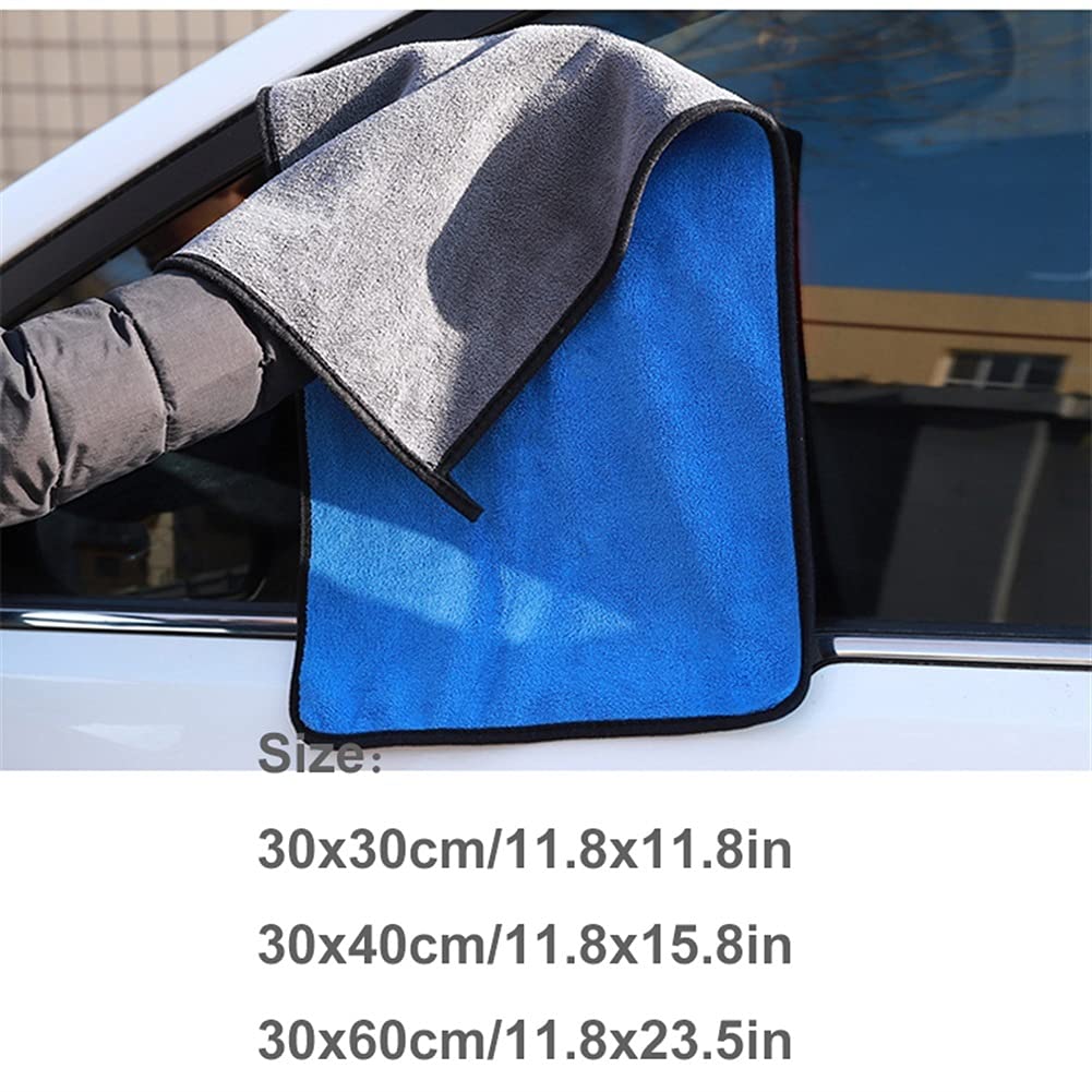 Toalla seca 30x30/40/ 60CM Toalla de microfibra para lavado de autos Paño de secado para limpieza de autos Dobladillo Paño para el cuidado del auto Detallado Toalla azul para lavado de autos (Color