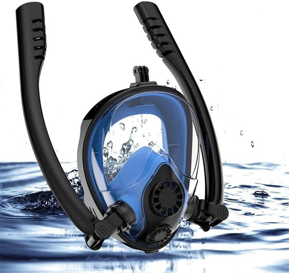 Diving Mask Full Face Scuba Snorkel Diving Mask Double Tube with Camera Holder for Snorkeling Swimming (Size: L/XL) (S/M) (S/M)