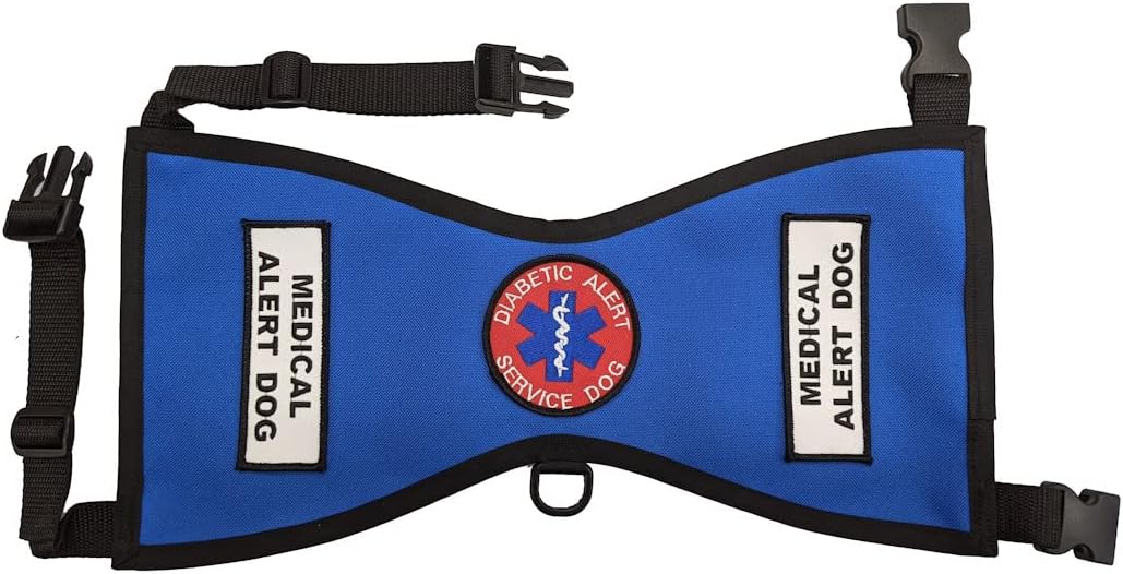 Diabetic Alert Service Dog Vest Deluxe (Blue, Large 41-75 lbs.)