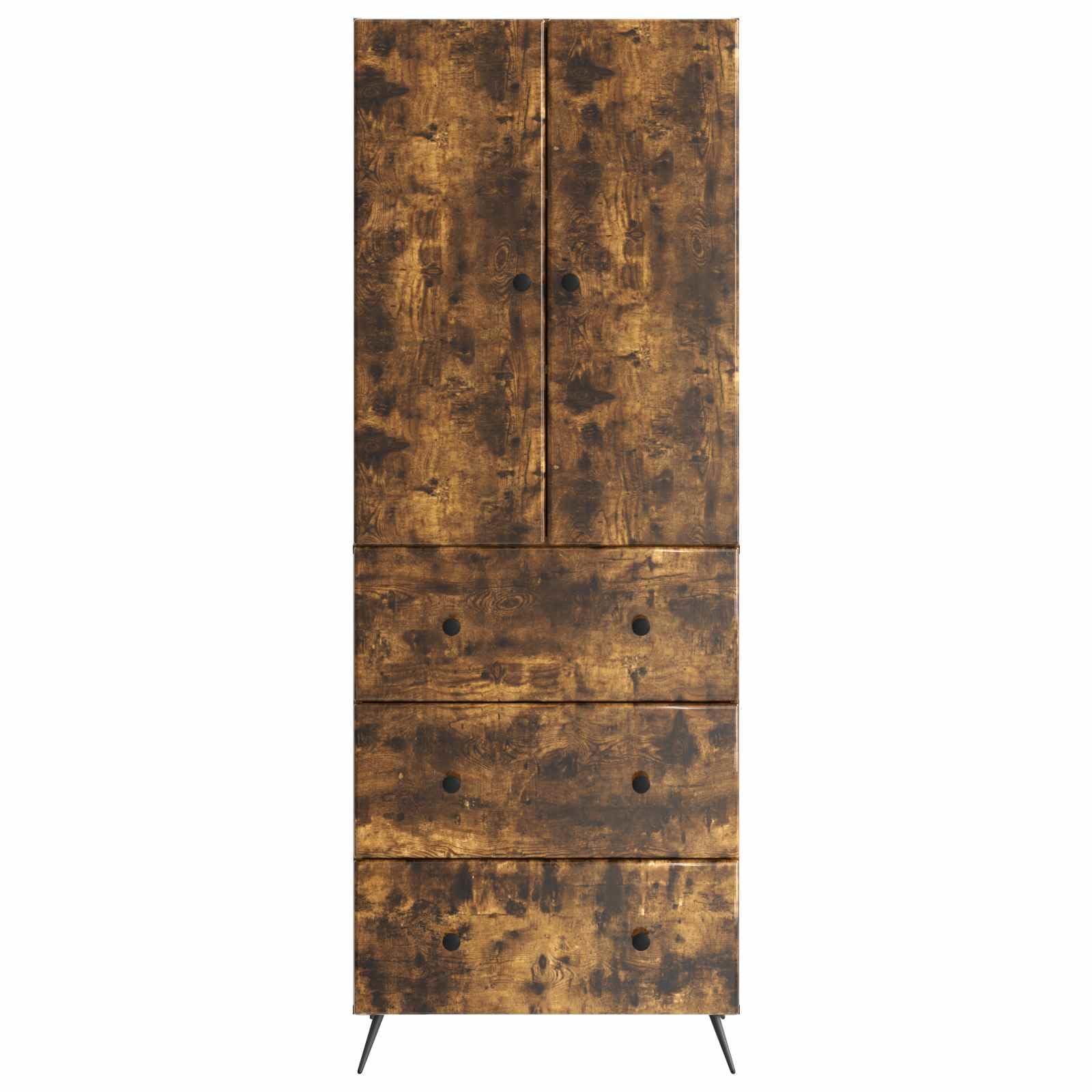 Zestaw szaf 2 szt. z materiału drewnopochodnego w kolorze wędzonego dębu o wymiarach 66 x 34,5 x 90 cm, 3 szuflady, 2 półki, 2 drzwi, uniwersalna przestrzeń do przechowywania do biura