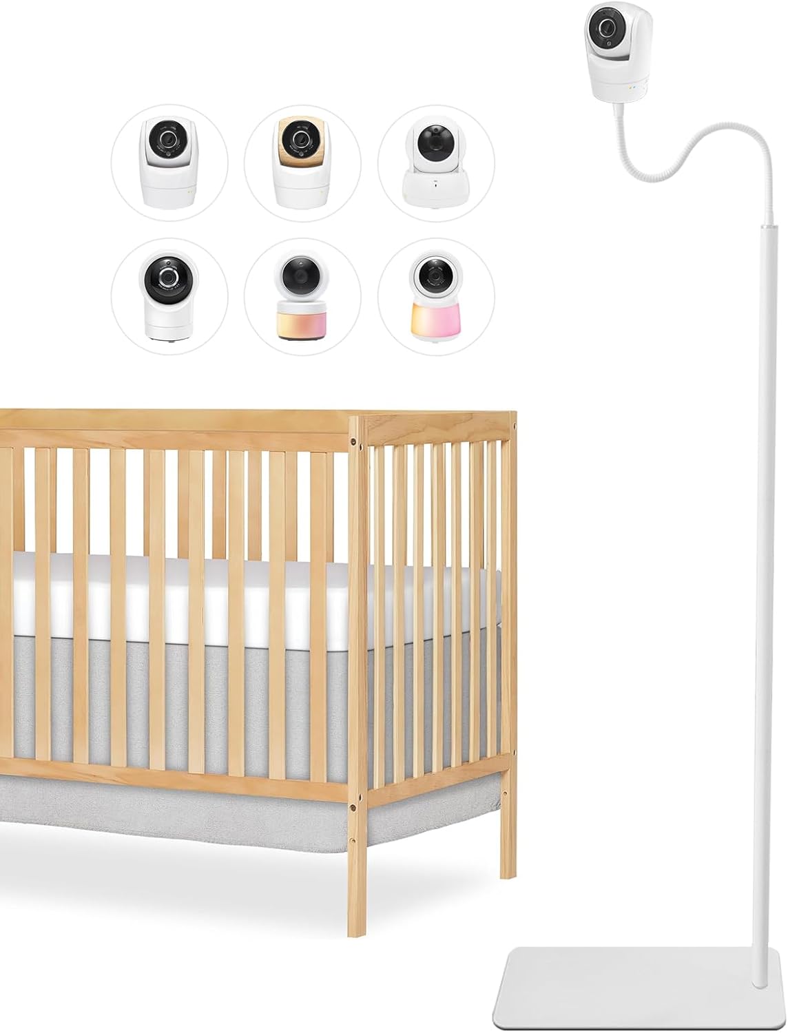 Baby Monitor Stand 67" Adjustable Height with Flexible Gooseneck, Compatible with VTech VM901/VM928/RM7766/RM7764/RM5764/RM5754 Models, and Other Baby Cameras with 1/4" Thread Mount