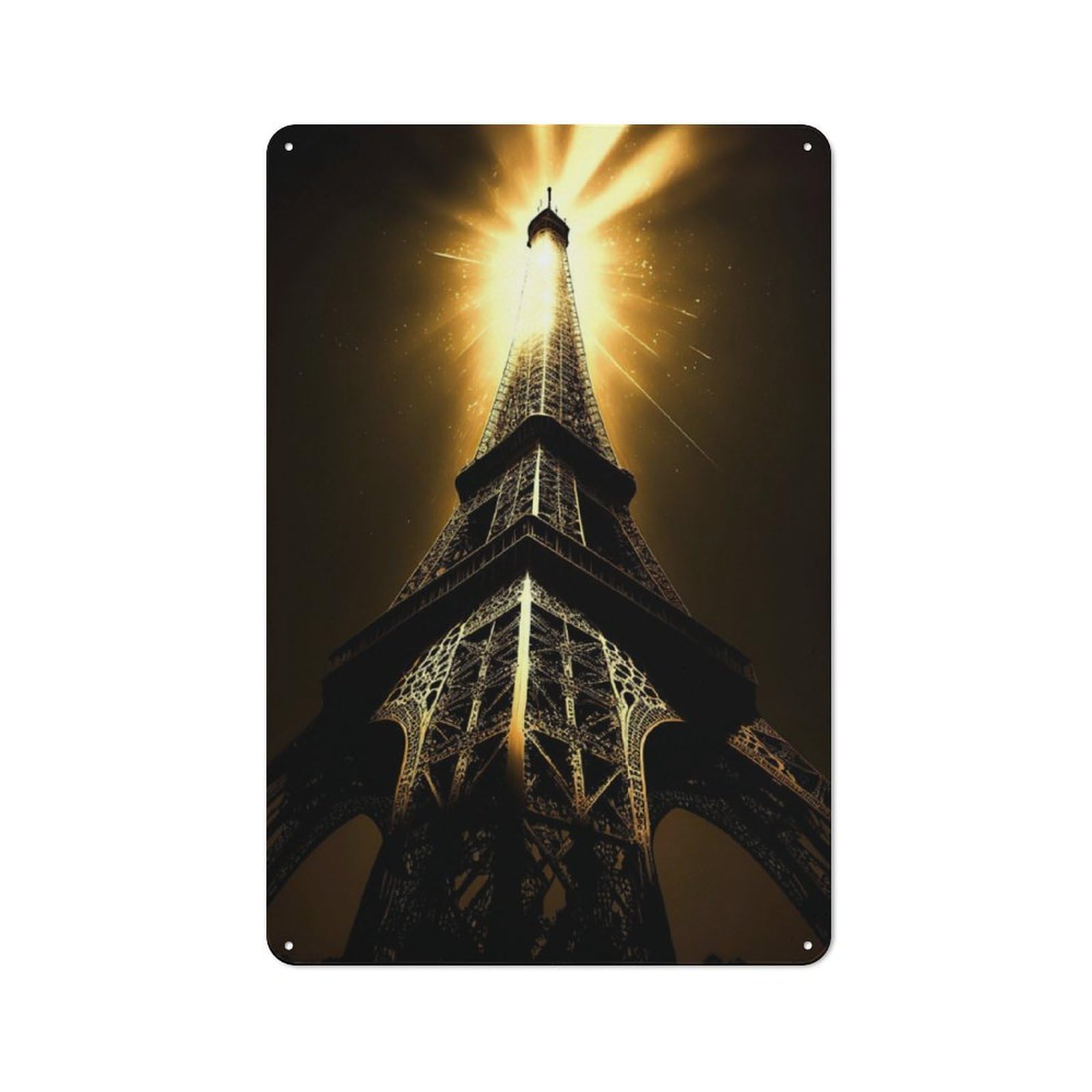 Junmoney Eiffel Tower Retro Printed Metal Sign 30X20cm For Kitchen Or Home Bar, For Garage, Workshop And Man Cave Decoration