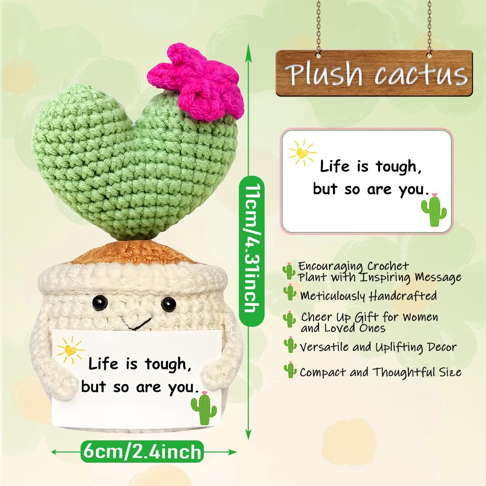 MyrkalaToy Crochet Positive Cactus, Get Well Gifts for Women Handmade Crochet Cactus, Cute Emotional Support Cactus Decor - Image 2