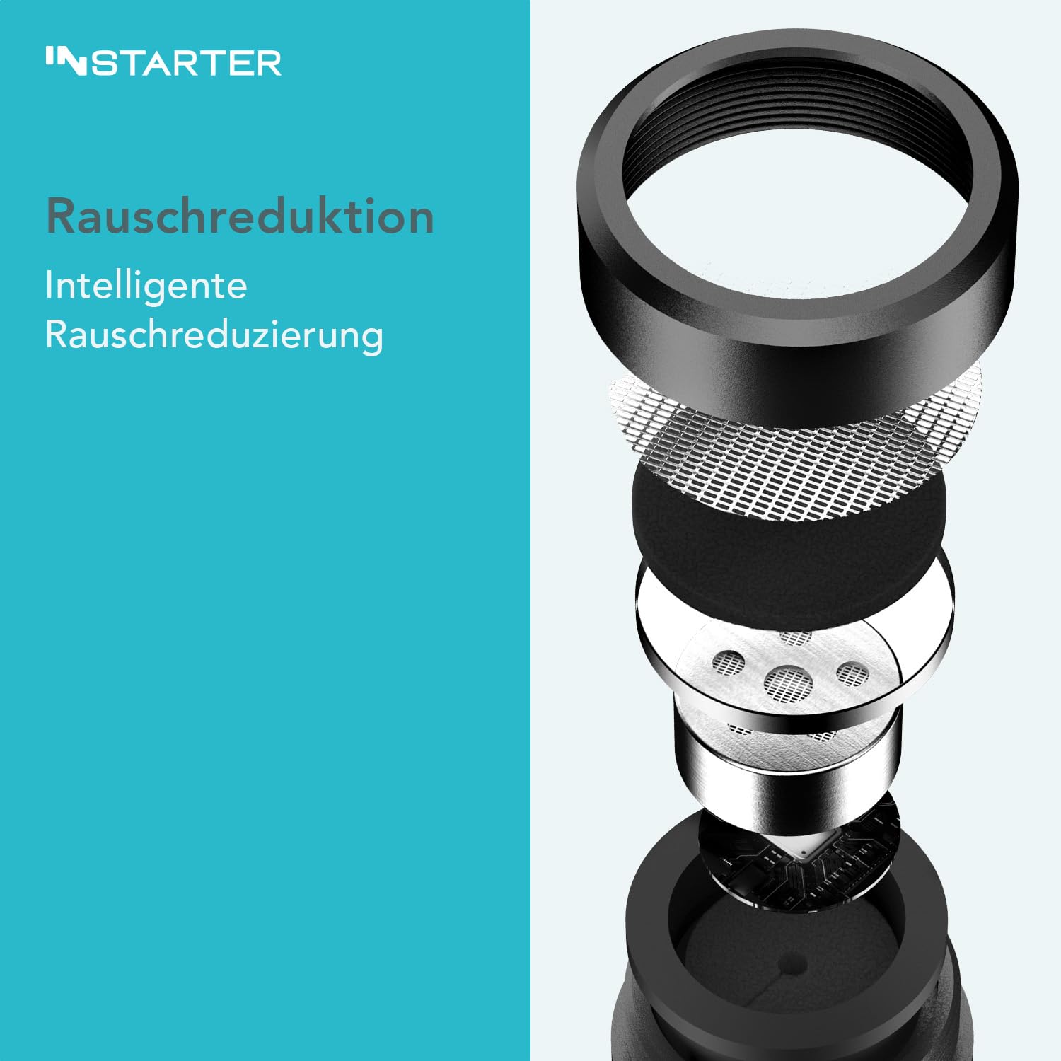 Microfono cardioide esterno per video - 95 x 20 x 24 mm - 3,5 mm/TRRS/TRS - senza batteria con antivento - per DSLR Smartphone
