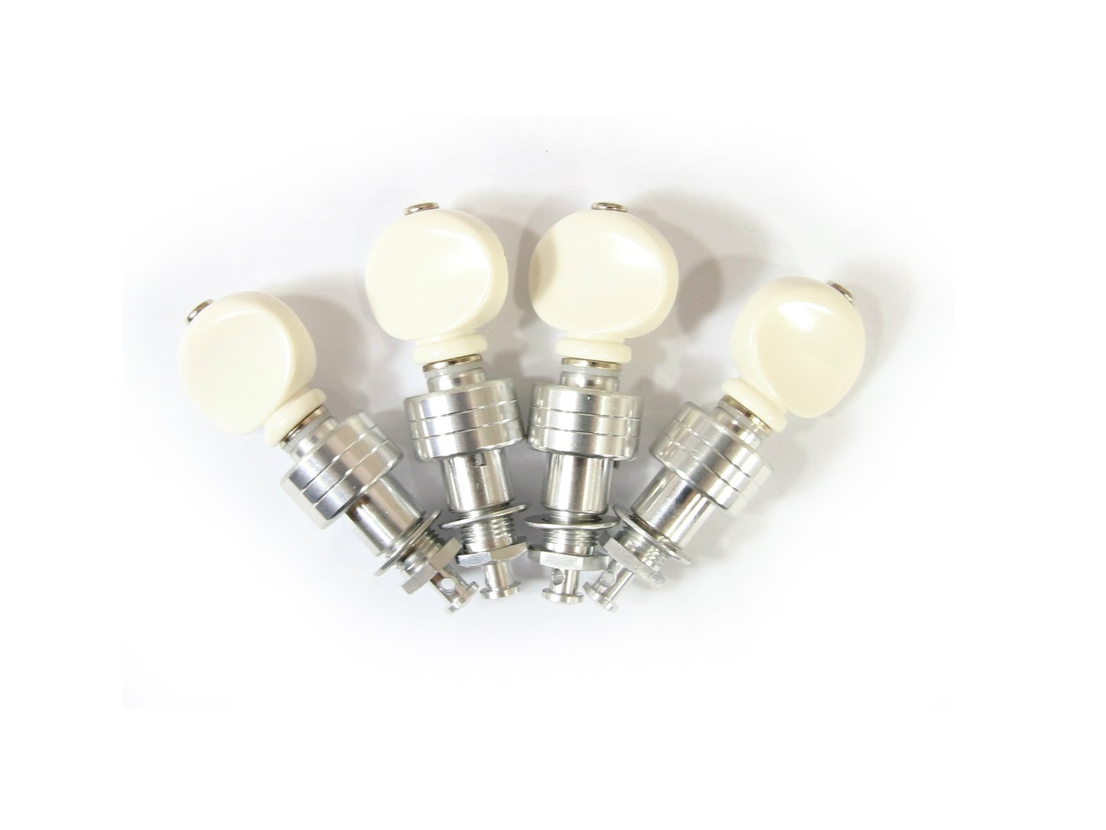 Ukulele Lite Planetary Tuning Pegs Tuner with Plastic Button. Only 14g Each Peg, Gear Ratio 1:4 (128C/White Button)