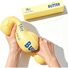 Squeeze Butter, Jumbo Squishy Stress Toy, Children Ages 3+, 10 inches Long, Stretch & Squish Jumbo Big Butter Stick Stress Relief Slow Rising Fun for Anxiety Relief Party Favors, Yellow