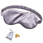 Silk Sleep Mask Eye Mask Blindfold with Double Layer Silk Filling and Elastic Strap for Full Night\'s Sleep, Travel and Nap, Soft Eye Cover Eyeshade with Luxury Bag and Ear Plugs by OLESILK (Charcoal)