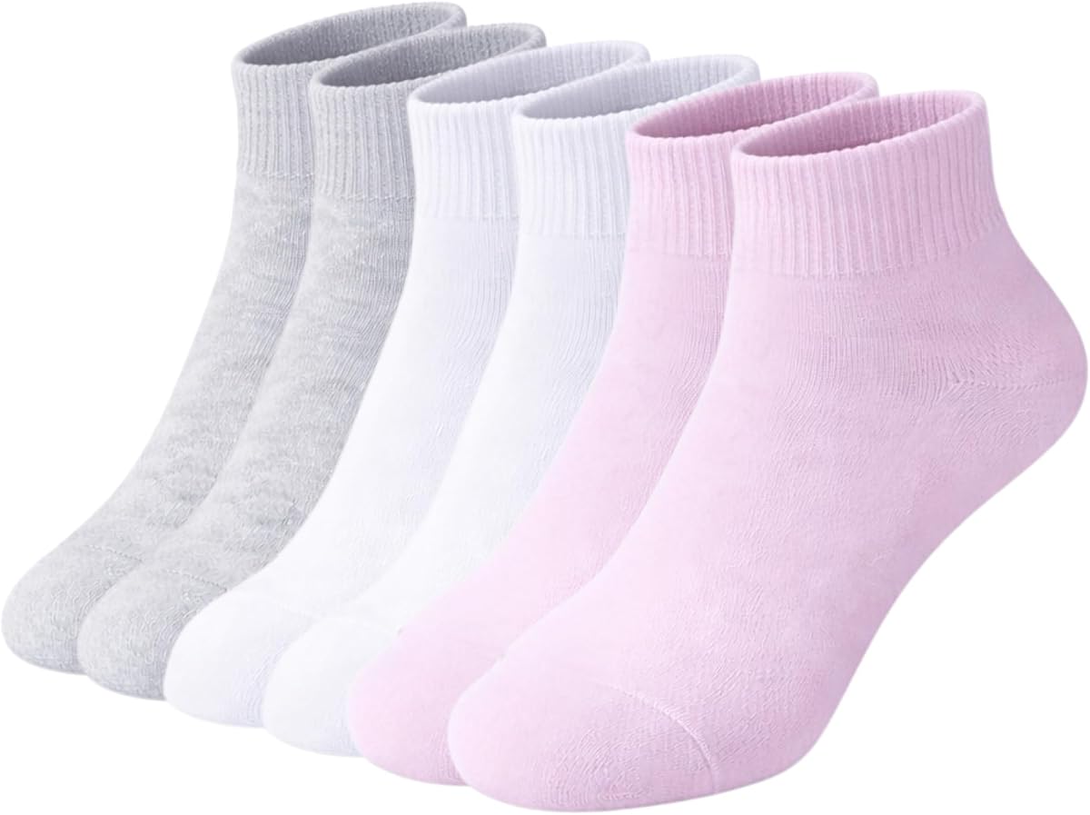 Women’s Quarter Socks - 6 PK Half Cushion with Heel Tab