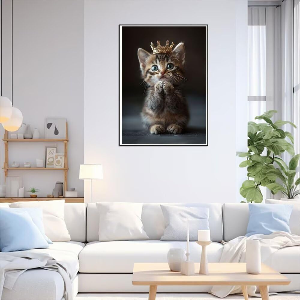 Diamentowe zestawy artystyczne, pełne wiercenie dla dorosłych, korona kota, zestaw do malowania diamentami dla dzieci, DIY, pełne wiercenie, kryształ, haft, rękodzieło, prezenty, poprawa umiejętności