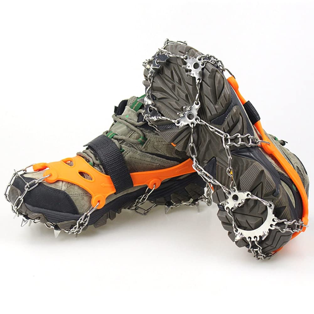 Crampons de Glace 2pcs 23 Dents en Acier Inoxydable Griffe de Glace Anti-dérapoir Crampons Gripper en Acier Inoxydable poignées antidérapantes (Color : Black M)