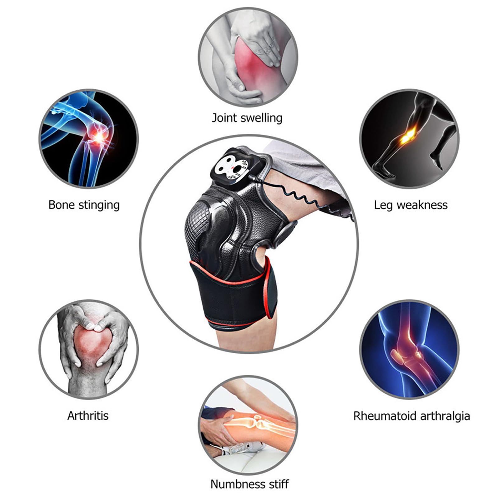 Ginocchiera Riscaldante Elettrica, Massaggiatore Sanitario per Terapia Magnetica Dell'articolazione del Ginocchio, 3 Livelli di Temperatura, Allevia Intorpidimento, Dolore E Artrite