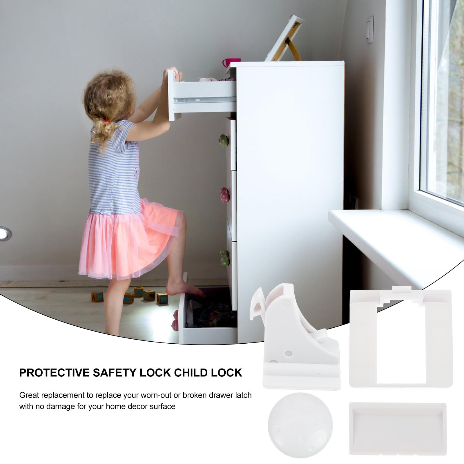 Verrous Magnétiques et Accès Contrôlé pour Tiroir et Armoire Lot de 10 Protection Contre Blessures Sécurité Enfants avec Clé, Matériau Abs Blanc pour Enfants