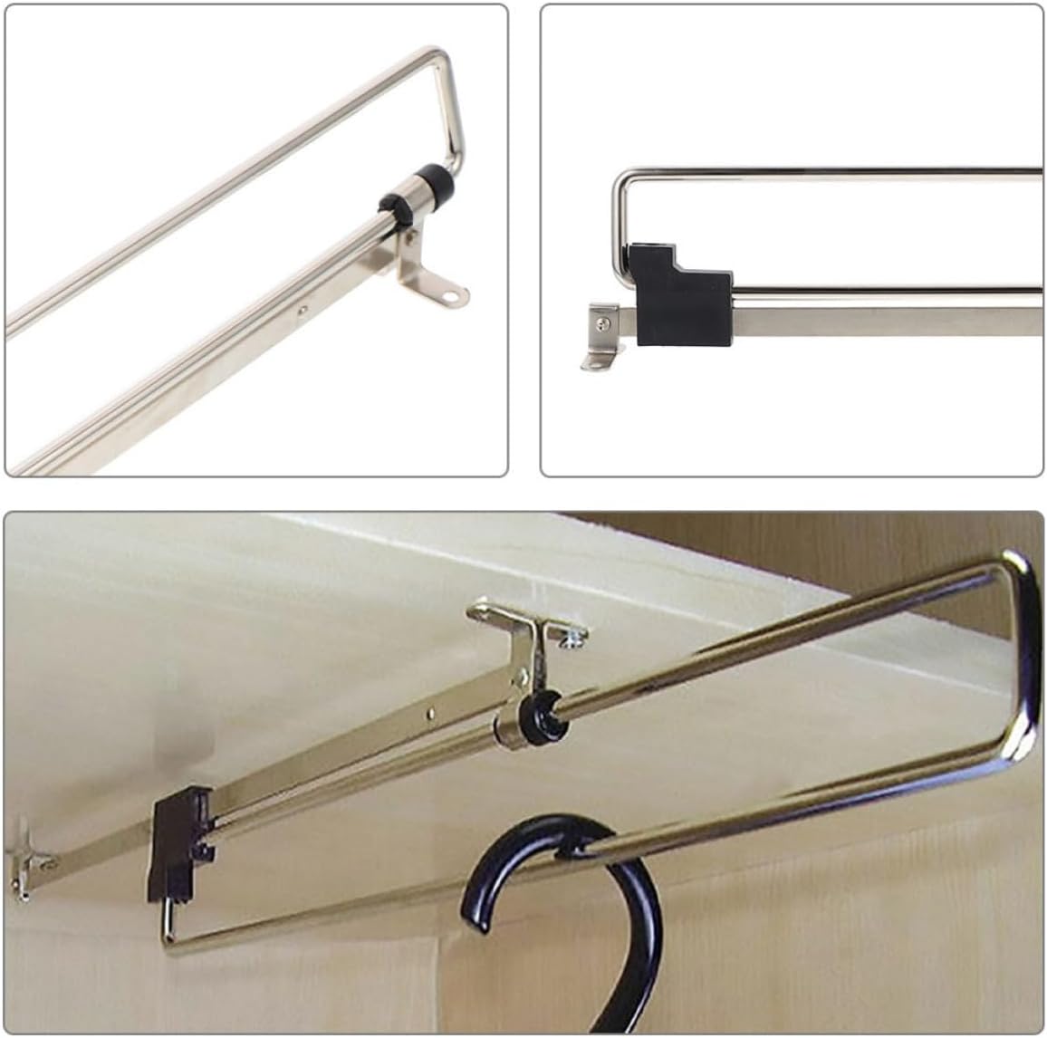 Yardwe 5pcs Adjustable Telescopic Closet Rods for Wardrobe and Closet Heavy Duty Iron and Plastic Clothes Hanger Bars Sturdy Extendable Accessory for Home Storage