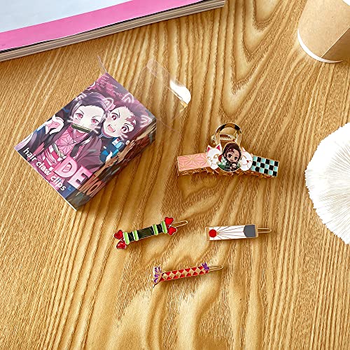4Pcs Anime Demon Slaye Hair Clips Classic Cosplay Kamado Tanjirou/Nezuko Hair Pins Gifts For Women Girl Hair Jewelry Accessories (Demon Slaye Hair Clips 324-1) #TOP4