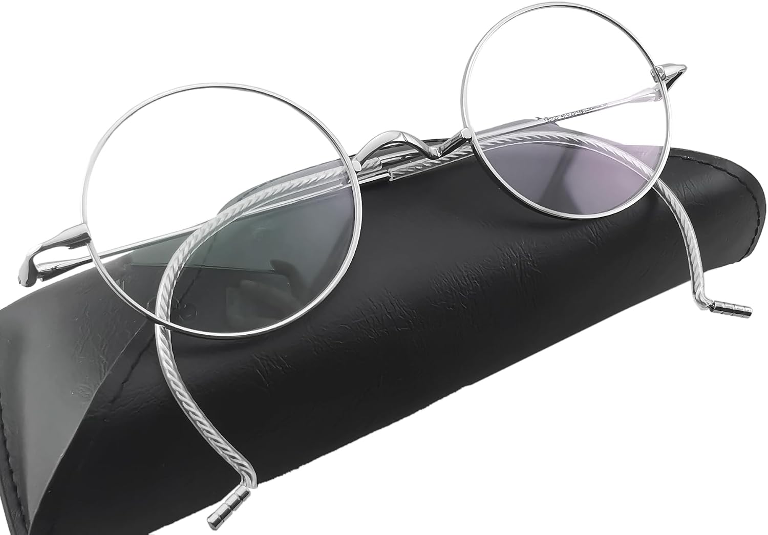 Circleperson Pure Titanium Eyeglasses Vintage round Cable temple Light Weight