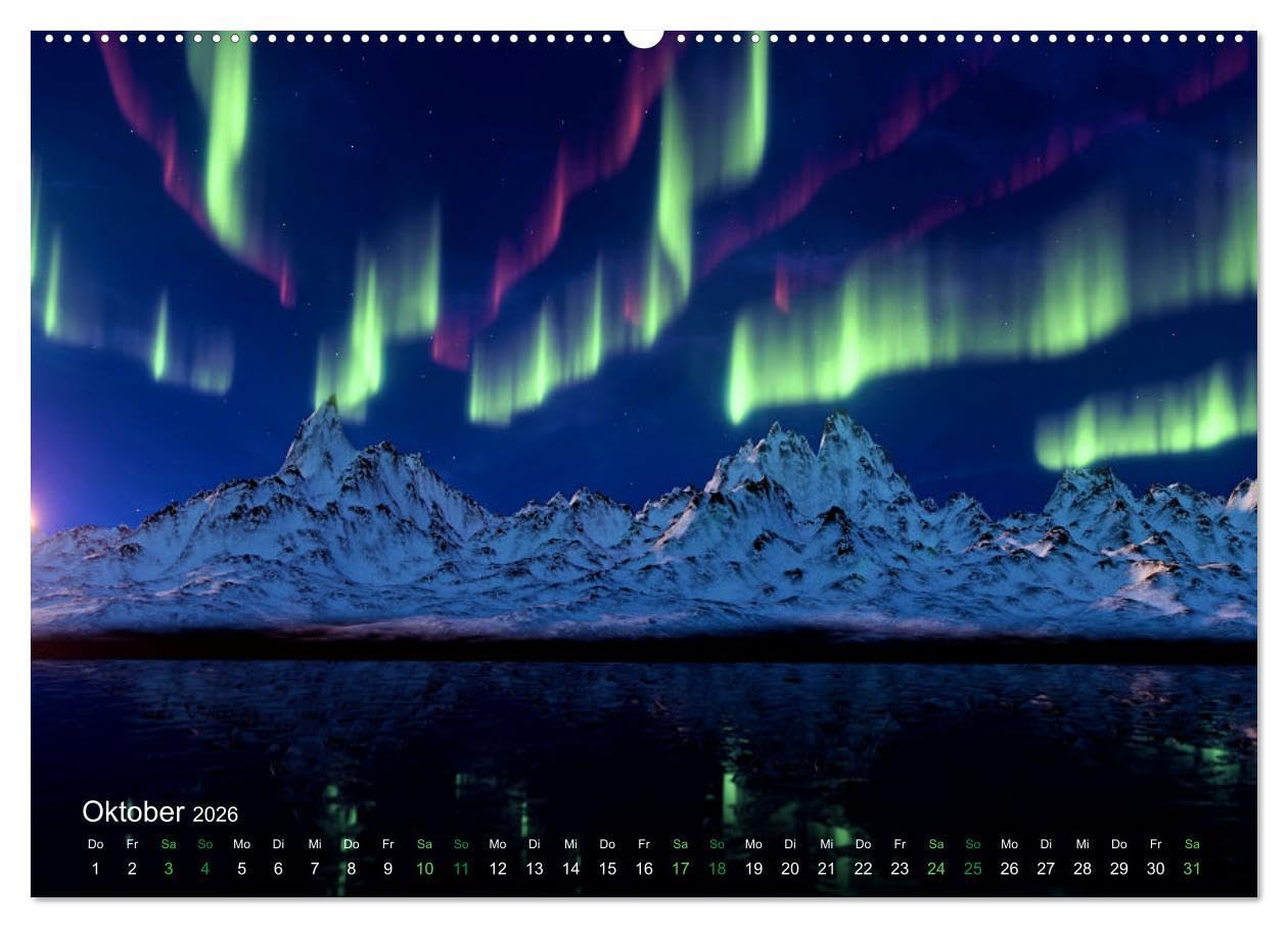 Magische Polarlichter der Erde (Wandkalender 2026 DIN A2 quer), CALVENDO Monatskalender: Atemberaubende Aufnahmen imposanter Lichterscheinungen (CALVENDO Natur)