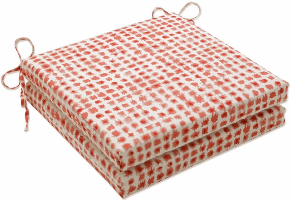 Pillow Perfect Outdoor/Indoor Alauda Coral Isle Square Corner Seat Cushions, 20" x 20", Red 2 Count