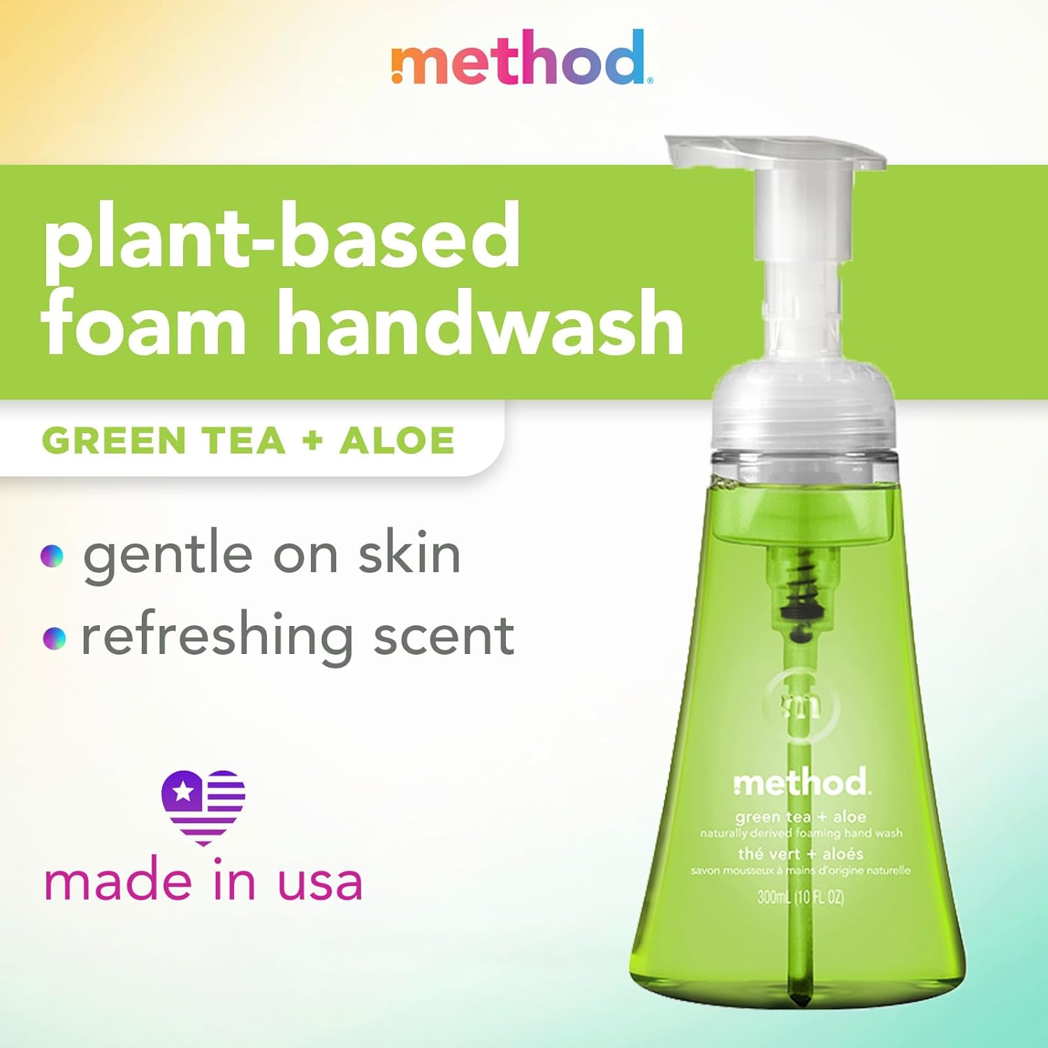 Method Foaming Hand Soap, Green Tea + Aloe, 10 Fl Oz (Pack of 1) - Image 2