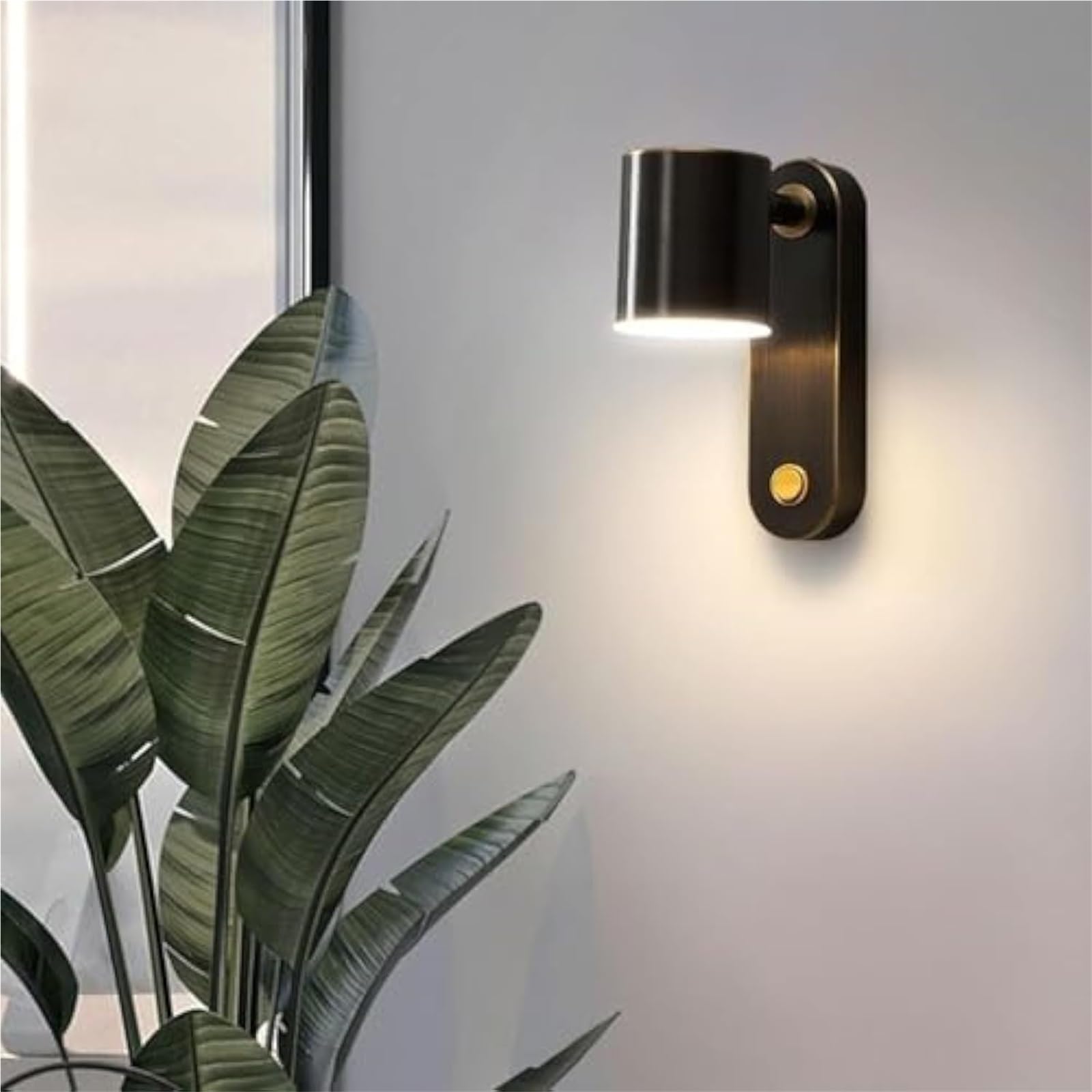 Regulowana lampa do czytania przy łóżku, montowana na ścianie, z włącznikiem/wyłącznikiem, 7 W, ściemnialna, kinkiet, 3 tryby kolorów, oprawa szczotkowana miedź, do użytku wewnątrz