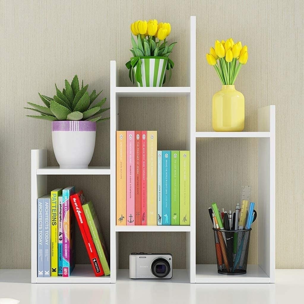 Regał na Książki Biblioteczki Organizer Na Biurko Książki, Duża Półka Z Naturalnego Drewna Do Przechowywania Stacjonarnego (zmontowana Gabinetu Biurowego) Uniwersalny Salonu(White)