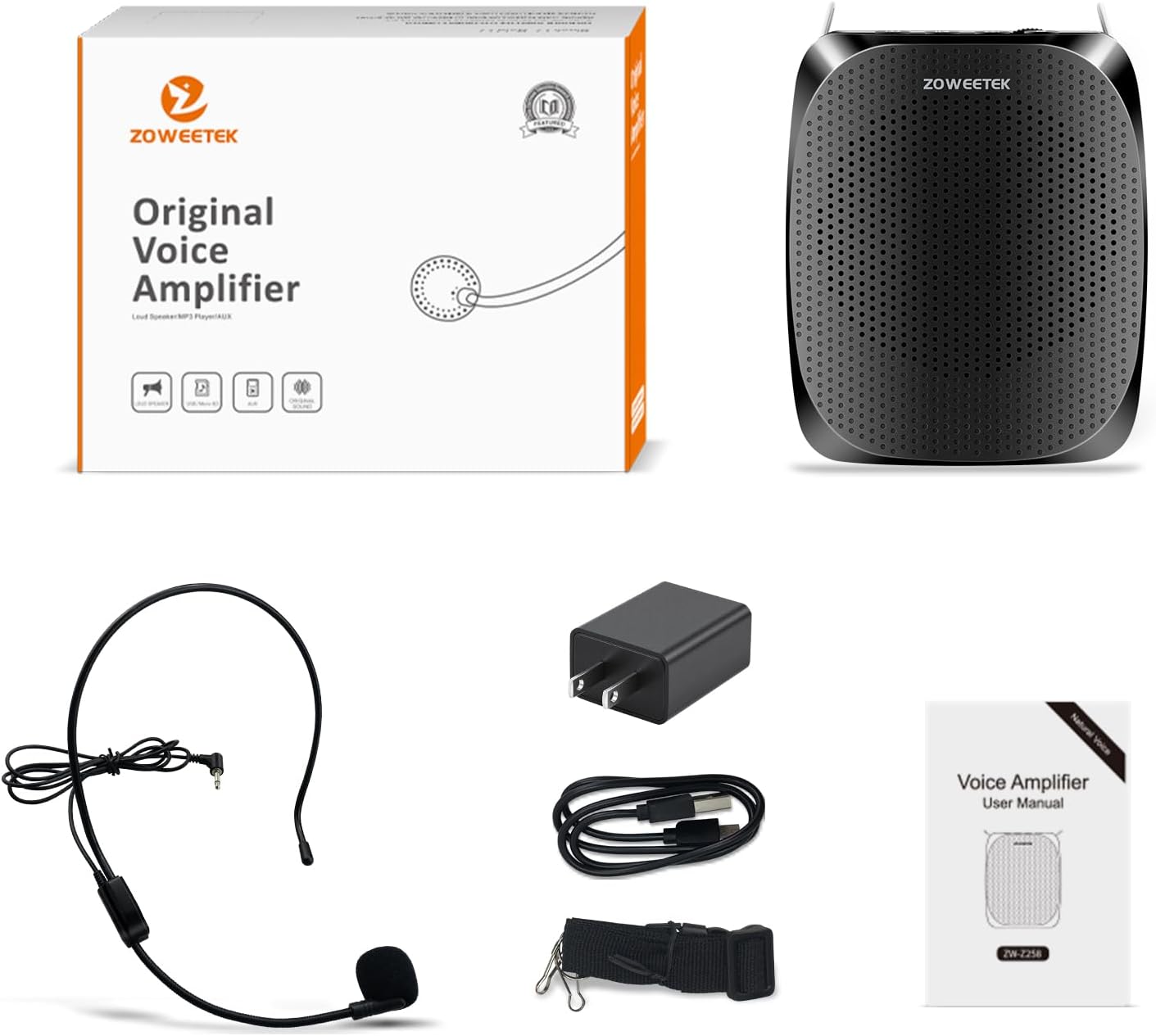 ZOWEETEK ZW-Z258 Portable Rechargeable Mini Voice Amplifier for Teachers with Wired Microphone Headset and Waistband,Supports MP3 Format Audio for Speech, Class, Training,Tour Guide,Power Amplifiers - Image 9