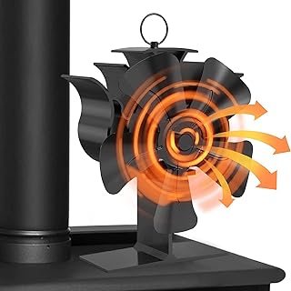 DASJD Stove Fan, 5 Blade Heat Powered Fan for Wood Burning Stove, Silent Operation Log Burner Fan for Wood/Log Burner/Fireplace, Efficient Heat Distribution, Eco Friendly Circulation