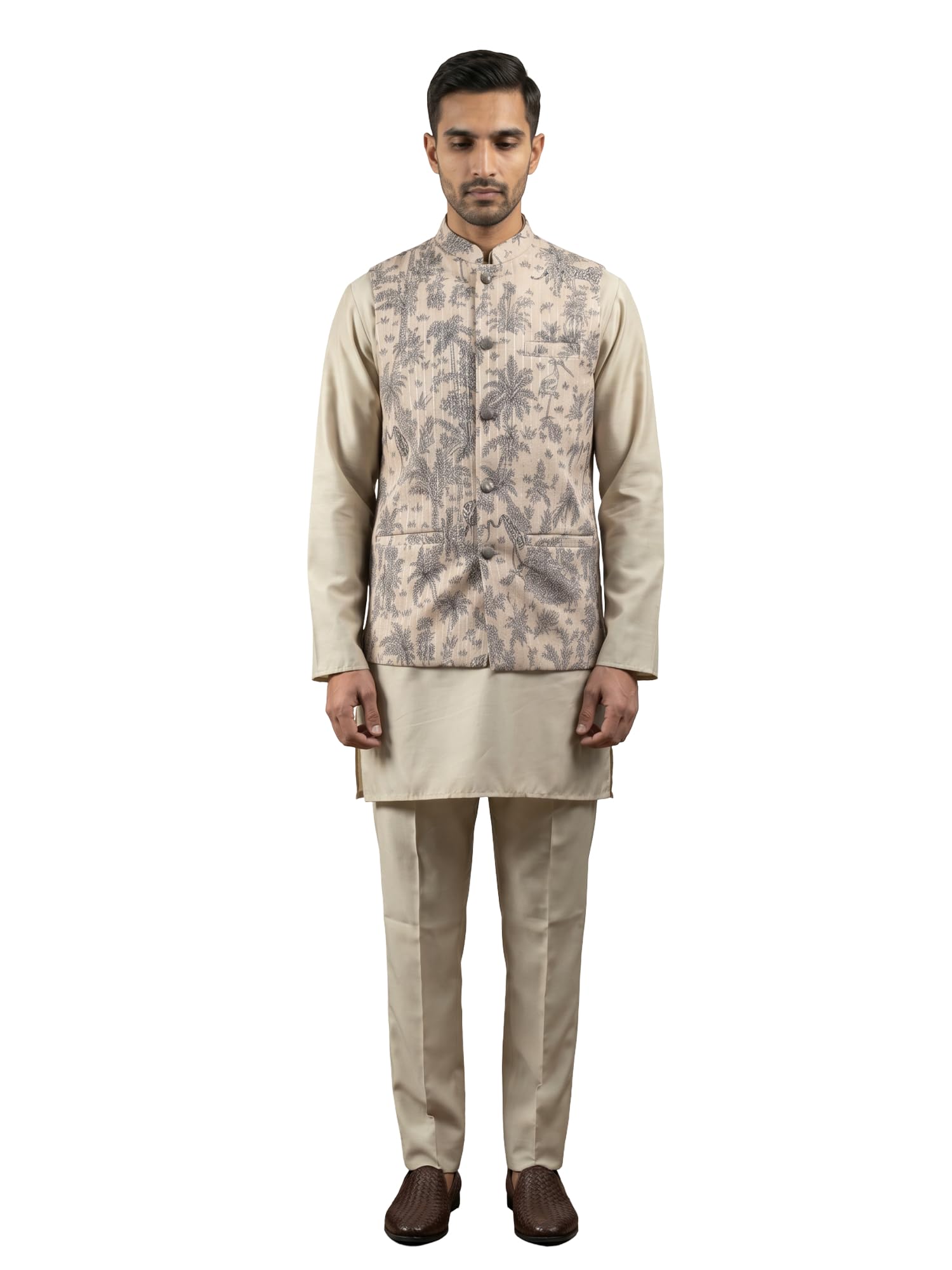 jompers Printed Cotton Blend Nehru Jacket with Kurta & Pyjama Set-picture-34