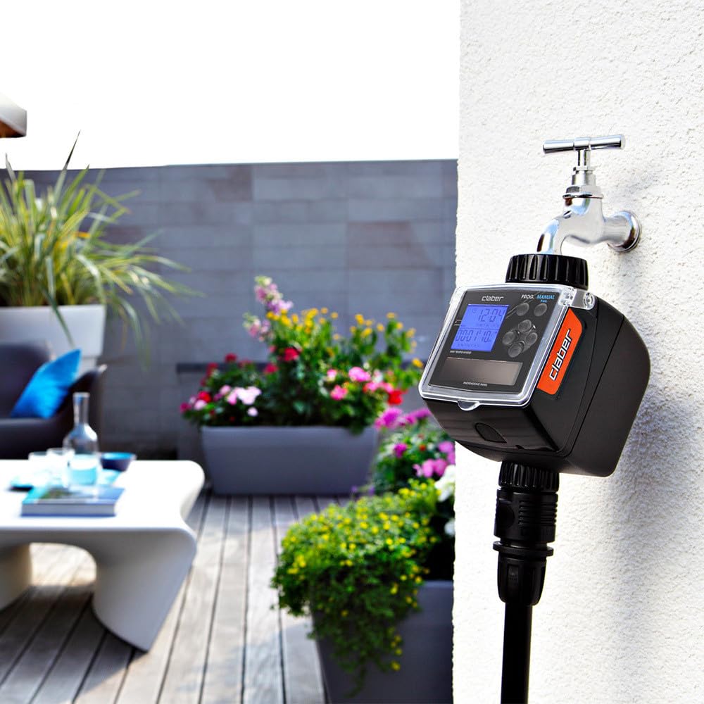 Claber Tempo Hybrid, programmateur arrosage Automatique à Une Voie avec Panneau photovoltaïque