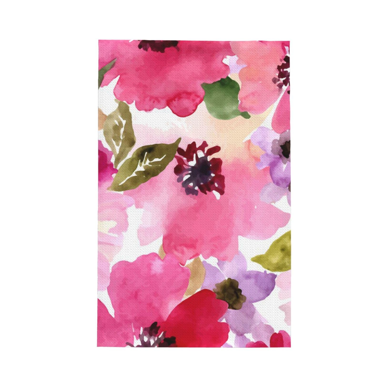 GRatka Watercolor Flowers Pink Fuchsia,Waffle Tea Towels Kitchen Absorbent Dish Cloth Drying Dish Towels 41 x 66 cm